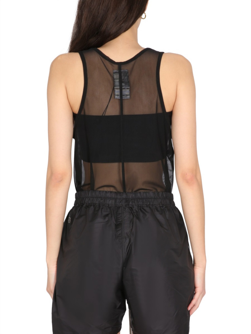 Black Transparent Round Neck Top