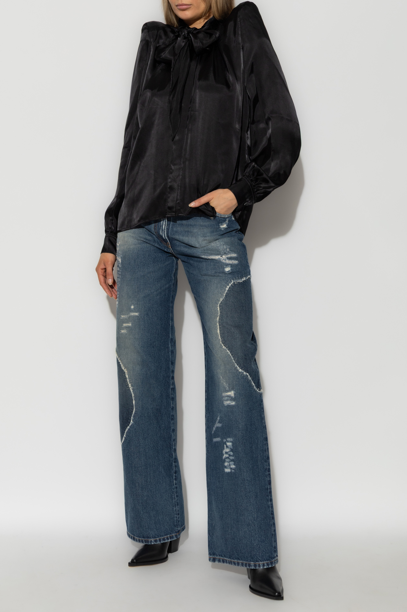 Shirt With Shoulder Pads, Women's, Black