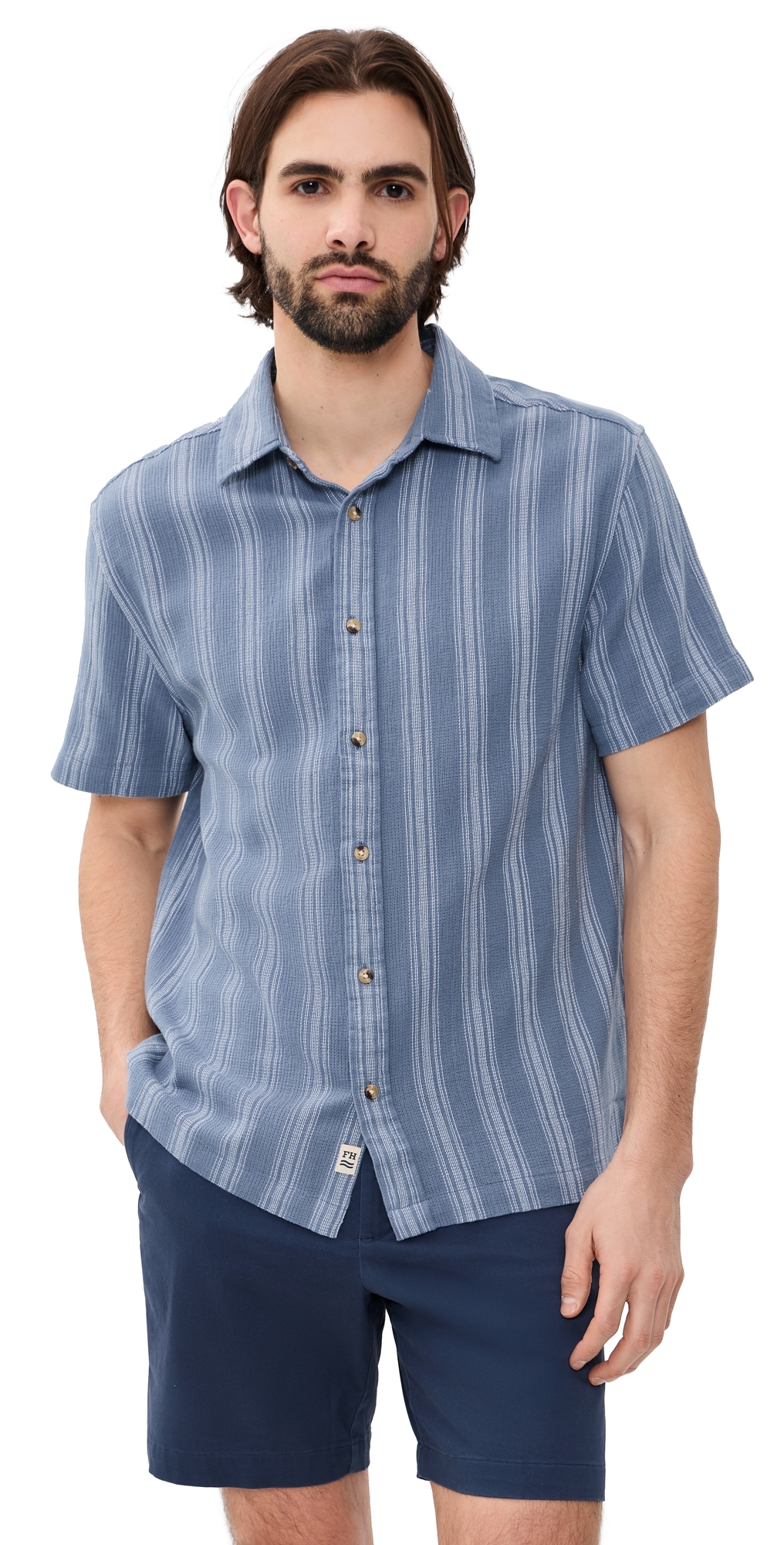 Oasis Textured Shirt Maritime Stripe