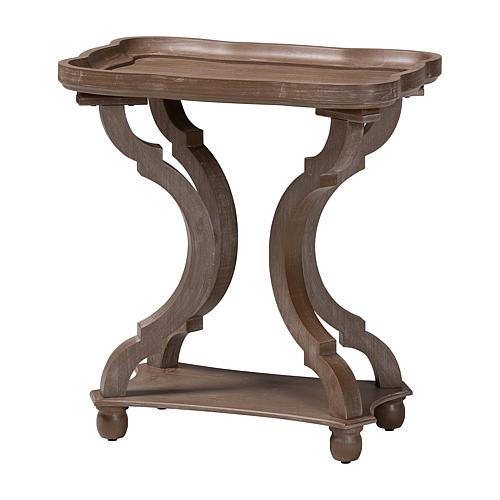 Yannick French Country Wood End Table w/Tray Top