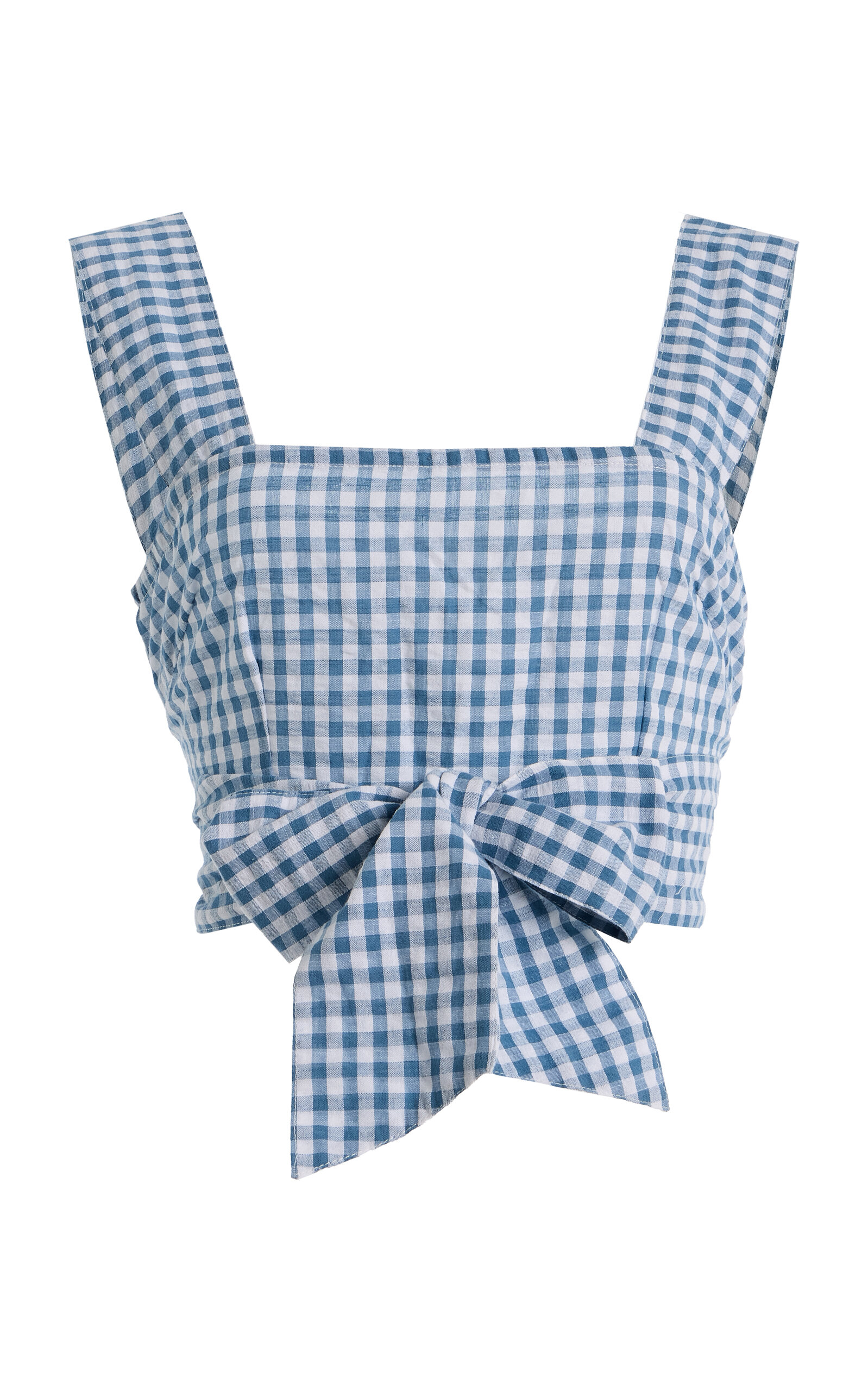 Gingham Seersucker Cotton Tie Top - Moda Operandi