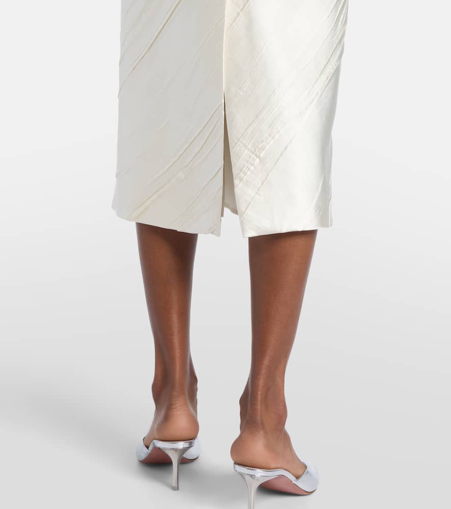 Ruta pleated satin pencil skirt