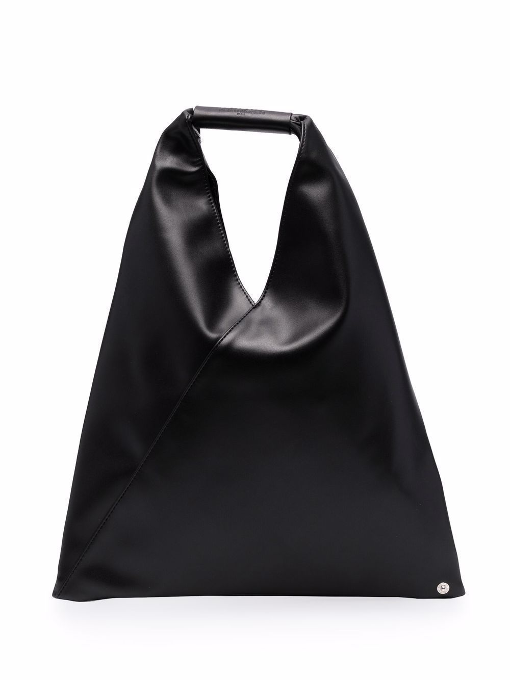 Japanese triangle leather tote bag - Black