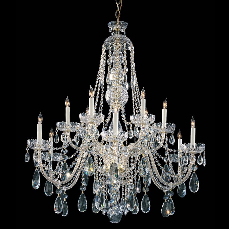 Traditional Crystal 12-Light 46" Traditional Chandelier in Polished Brass with Clear Hand Cut Crysta