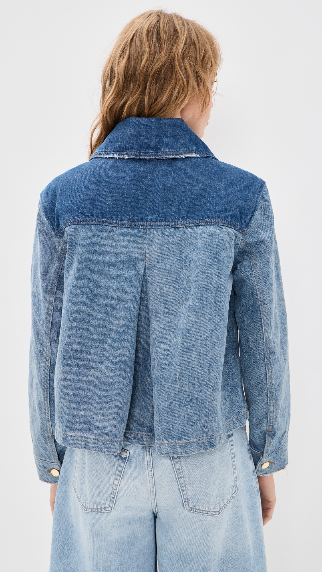 Patchwork Denim Short Jacket Mid Blue Vintage
