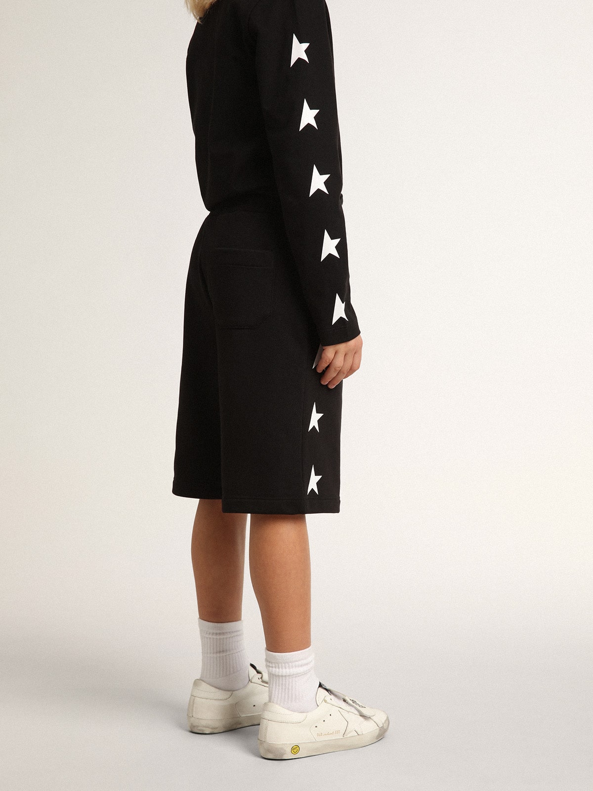 Golden Goose - Boys’ Black Bermuda Shorts With White Star
