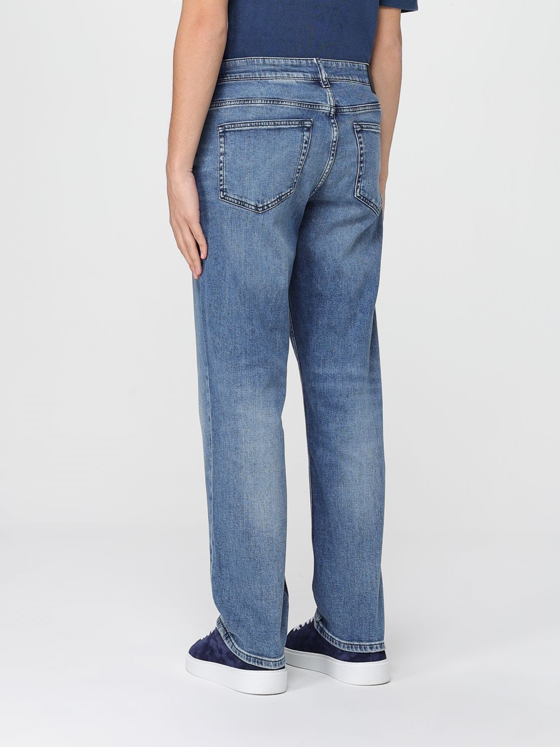 BOSS logo-patch straight-leg jeans - Blue