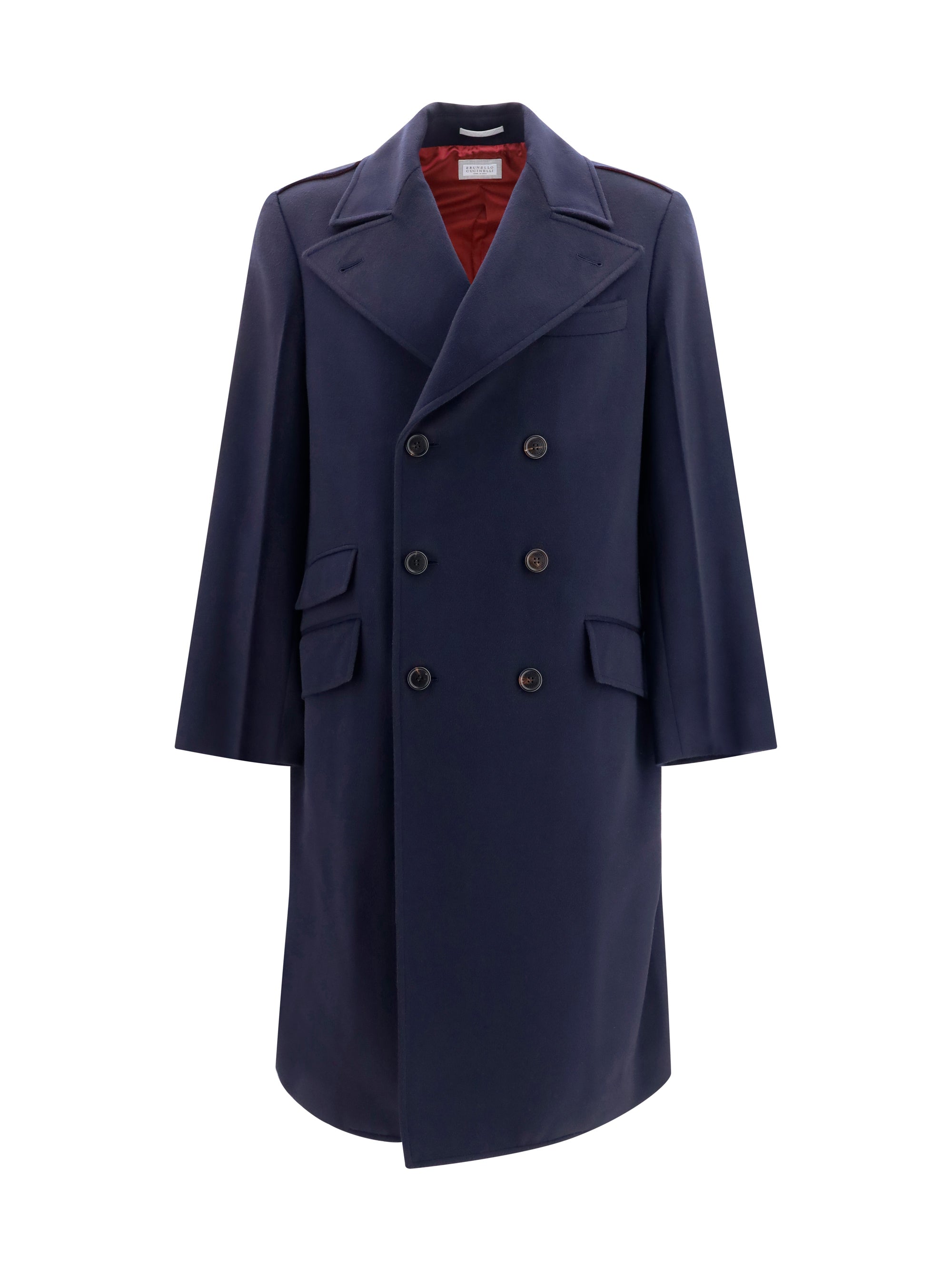 Double-Breasted Merino Wool Coat — Navy