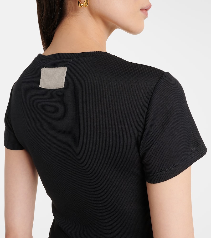 Ribbed-knit cotton T-shirt