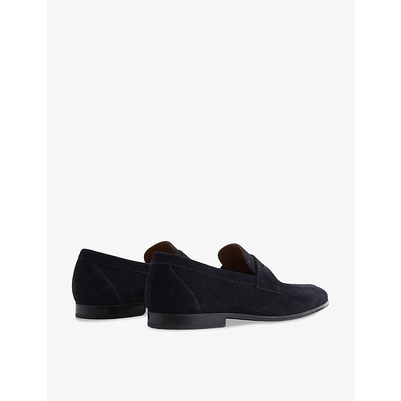 Mens Navy Bray Slip-on Suede Loafers
