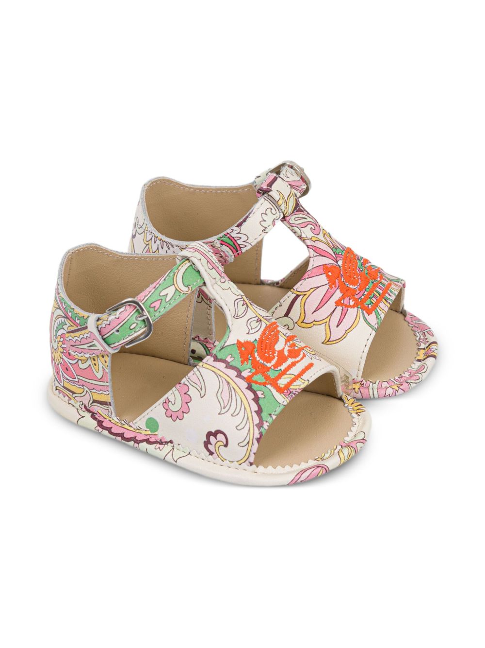ETRO KIDS floral-print leather sandals - White