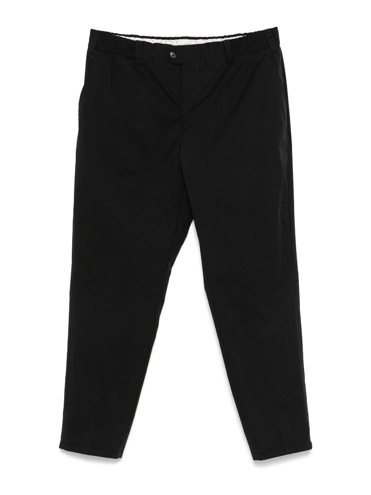 Black Pants With Elastic Waist In Cotton Blend Man