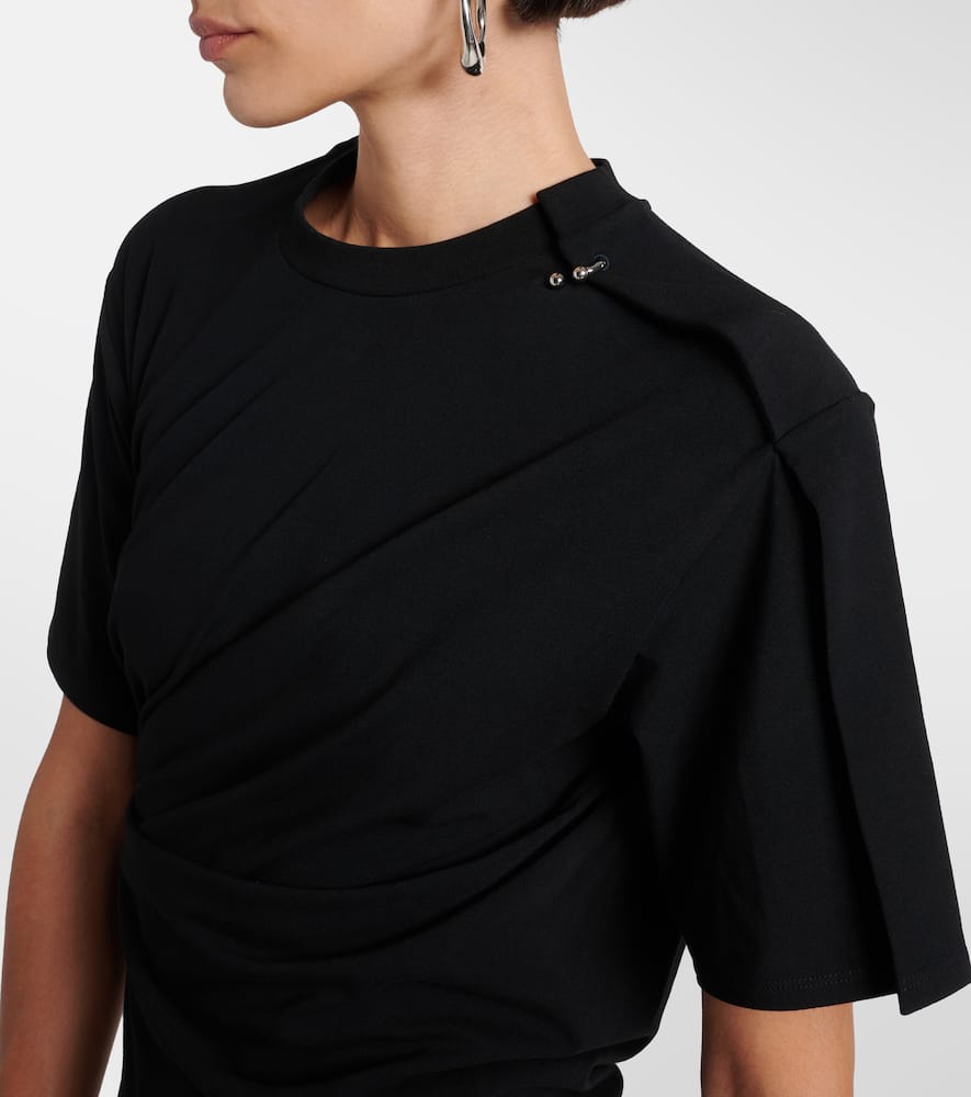 Draped cotton-blend jersey minidress
