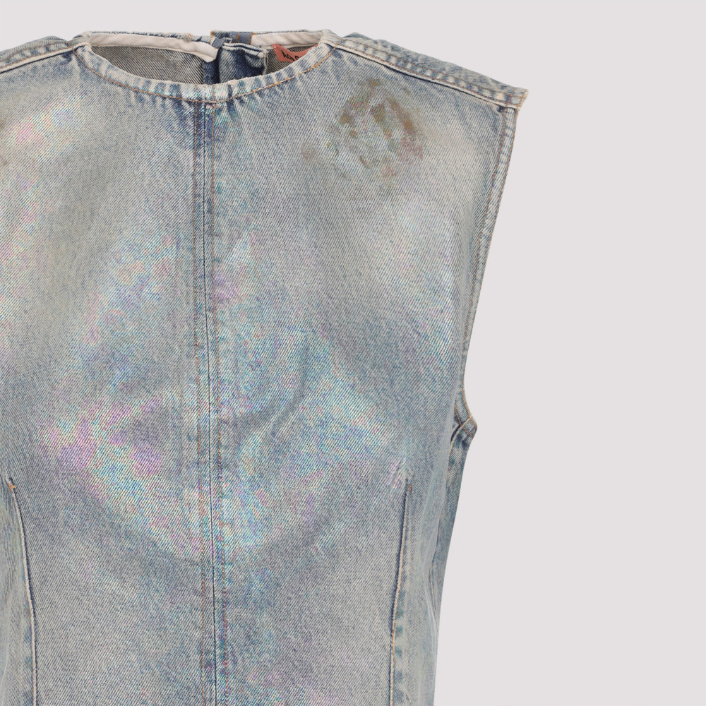 Light Blue Coated Denim Dress