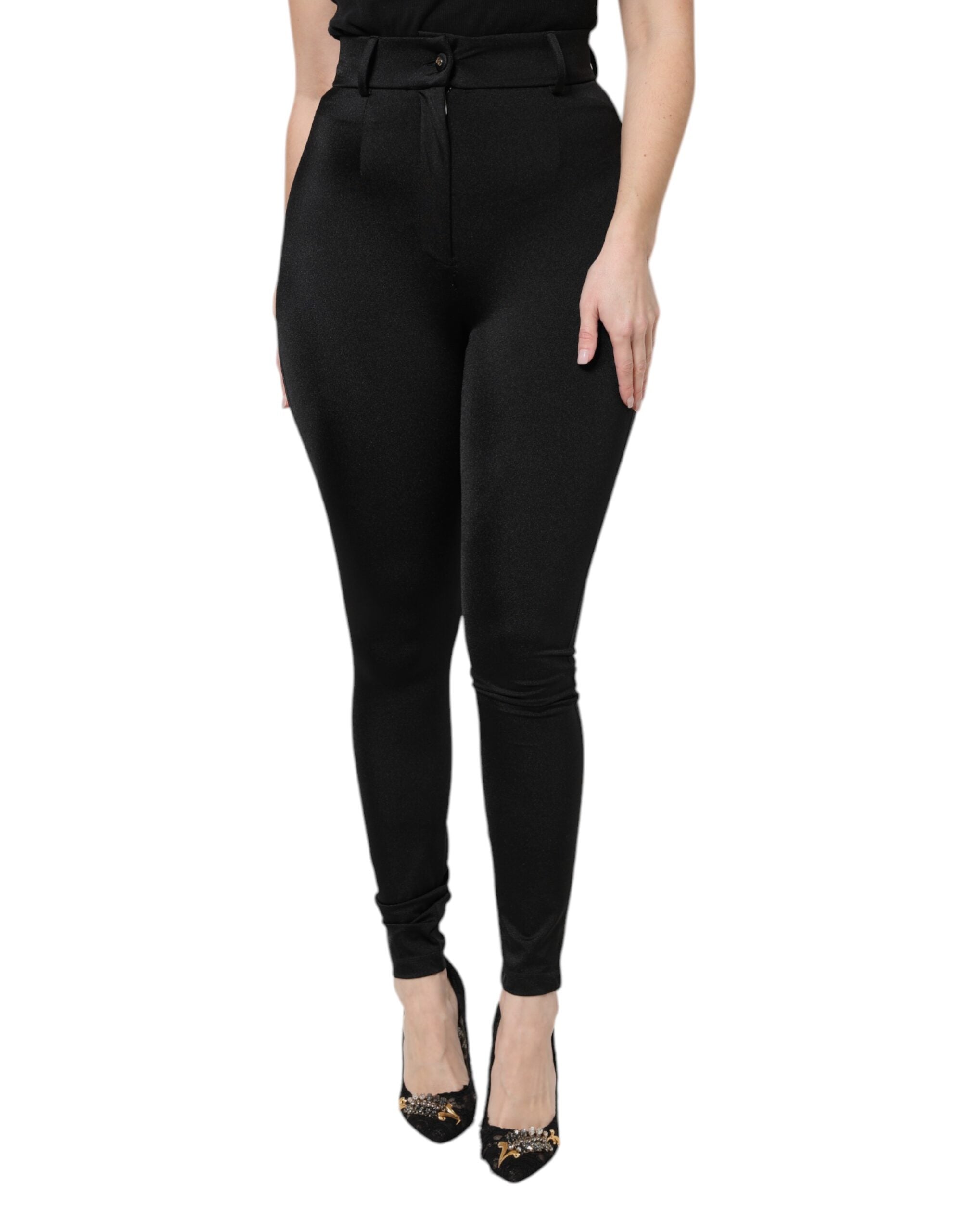 High-Waist Nylon Leggings — Black