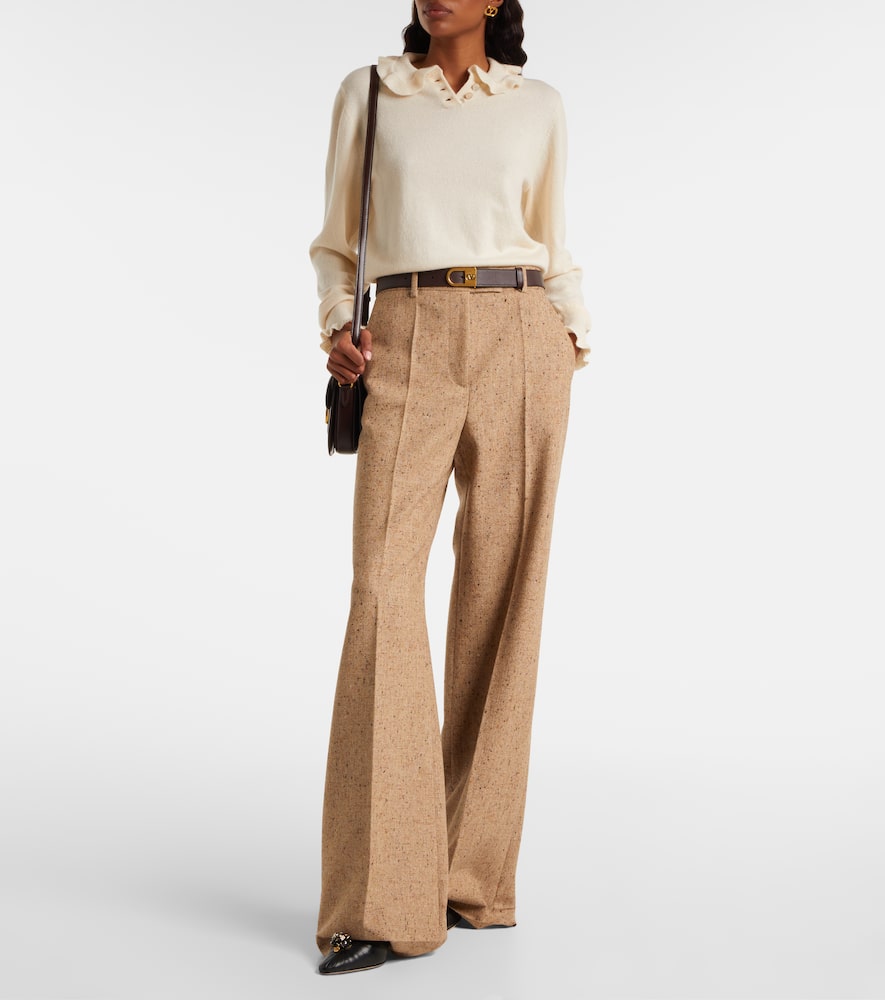 High-rise virgin wool wide-leg pants