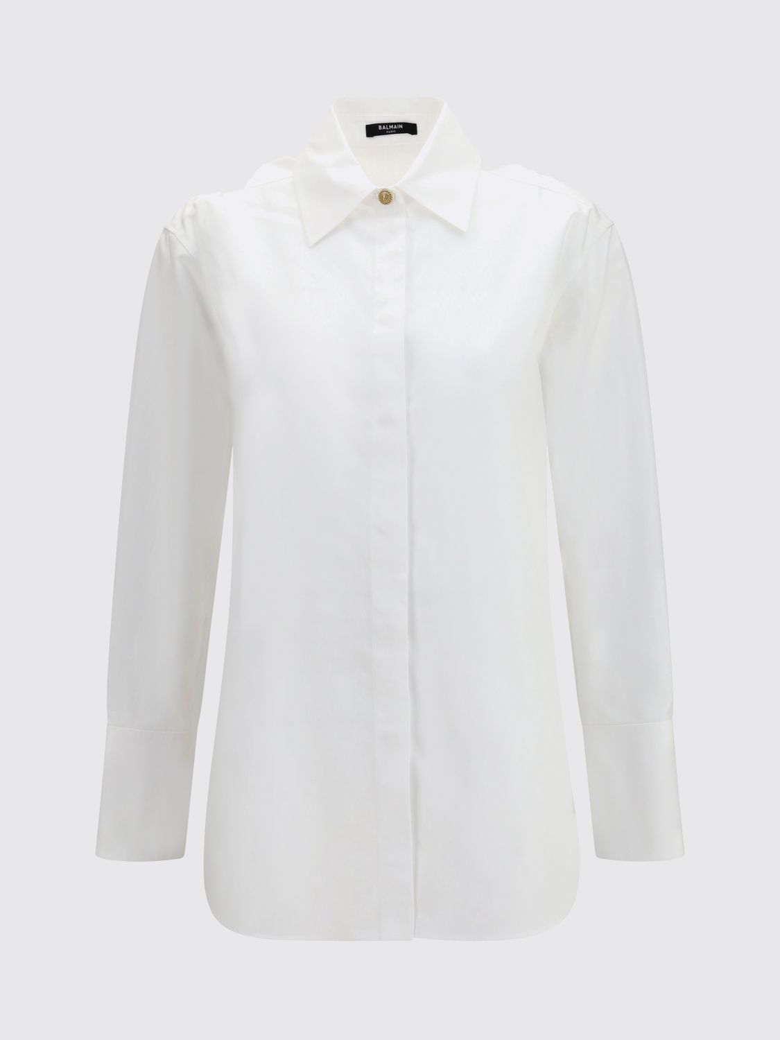 Cotton Poplin Shirt with Concealed Buttoning