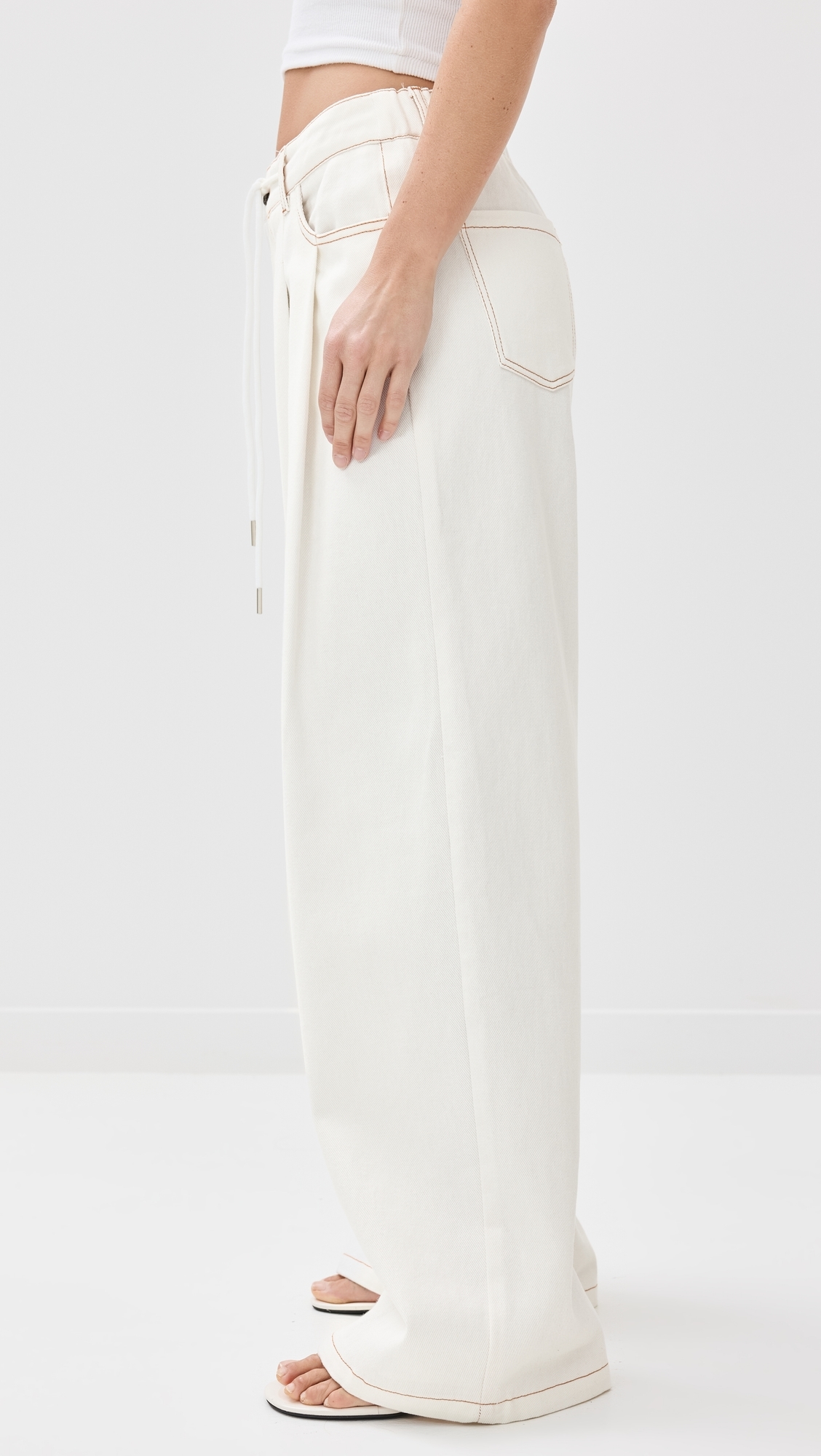 Slouched Tie Up Jeans Porcelain