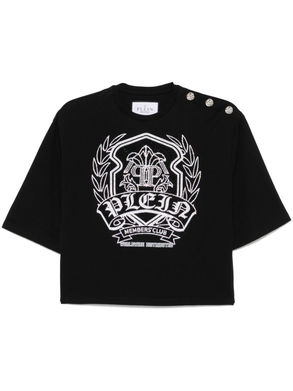 Crystal-embellishment T-shirt - Black