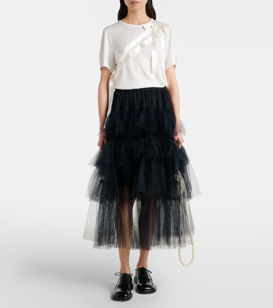 Bow-detail jersey T-shirt