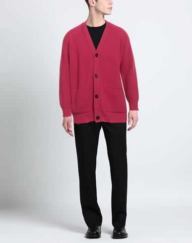 Man Cardigan Fuchsia Size M Wool, Cashmere