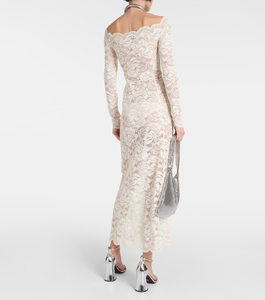Off-shoulder lace maxi dress