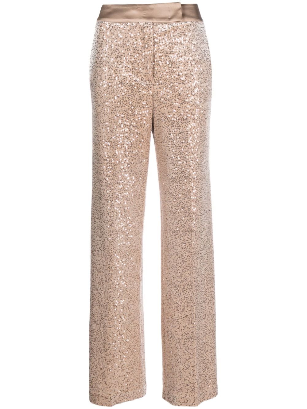 Sequinned straight-leg trousers - Gold