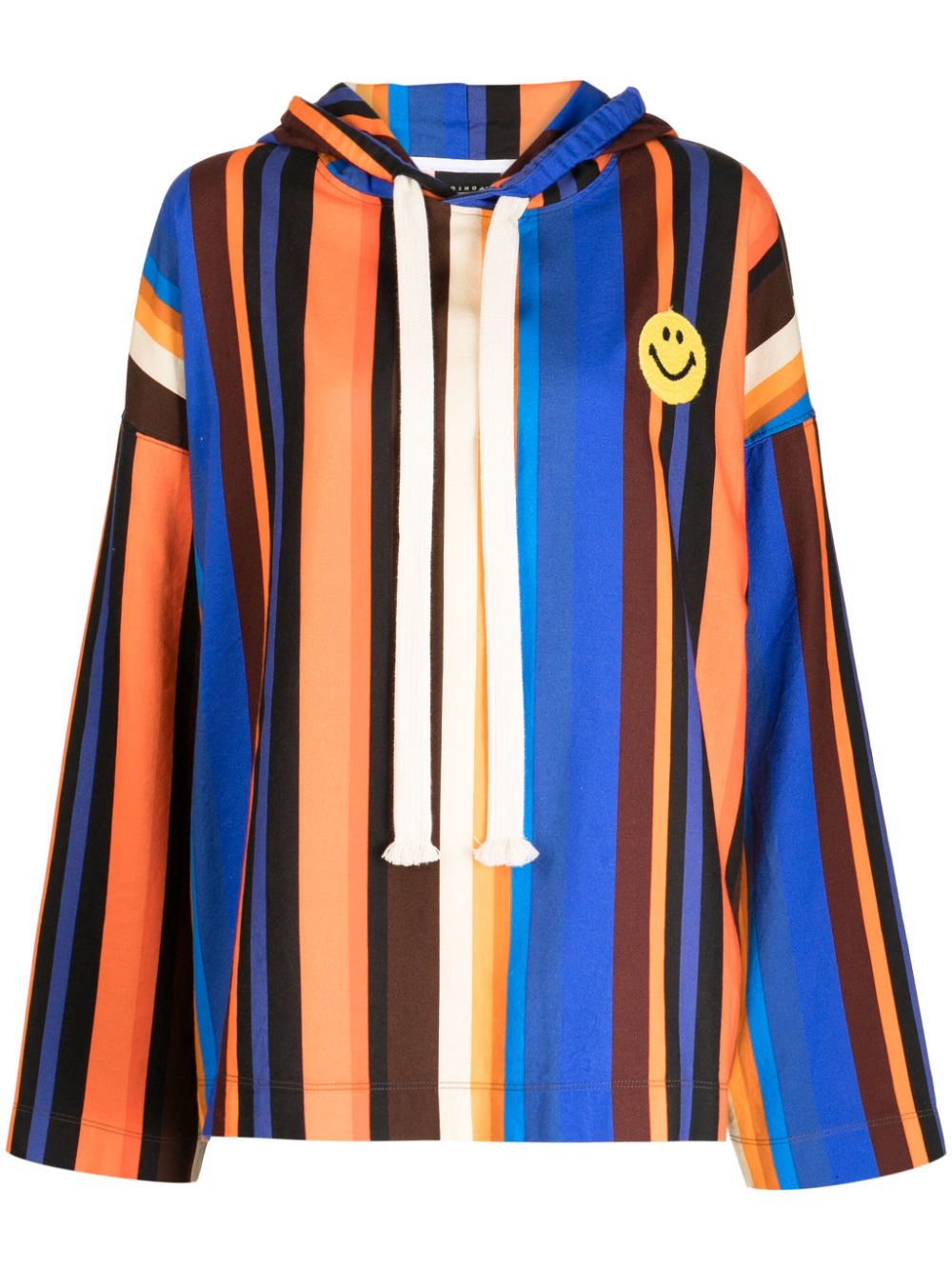 Smiley-patch cotton hoodie - Multicolour