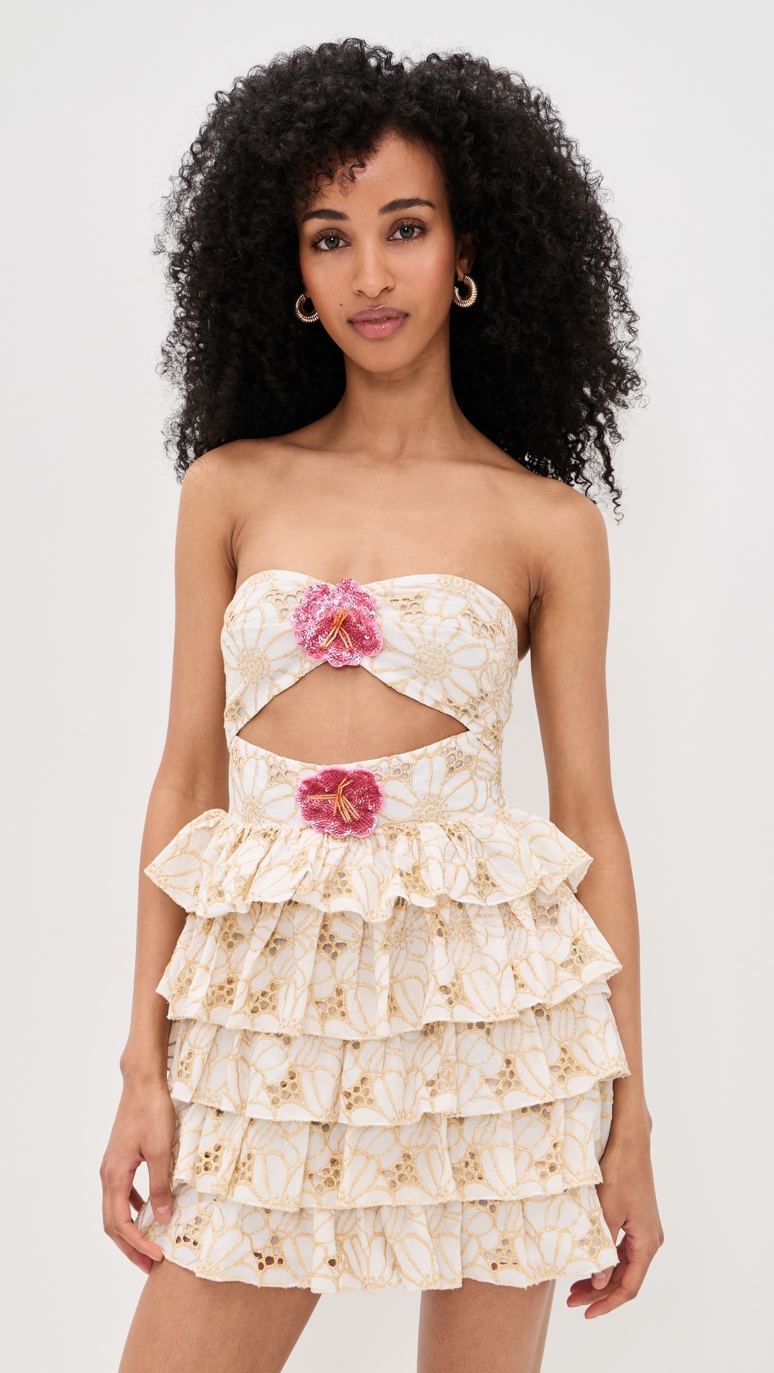 Hortensia Dress Eyelet Flower Gold