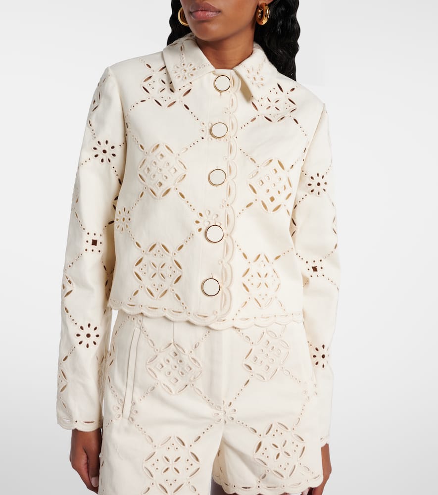 Adelaide laser-cut cropped cotton jacket
