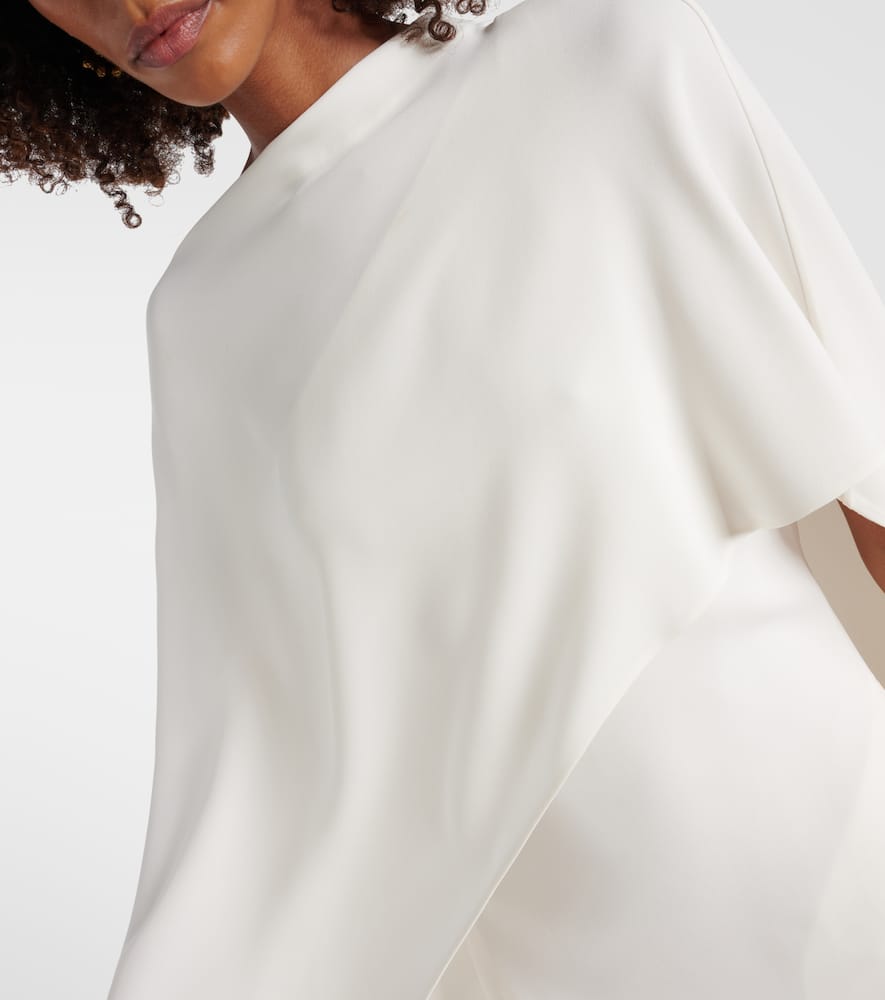 Caped asymmetric silk midi dress