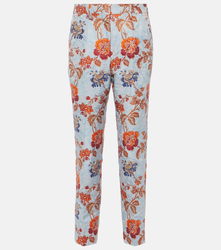 Floral jacquard pants