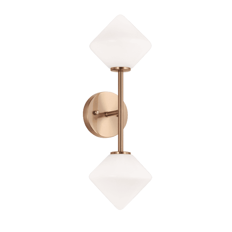 Aged Gold Brass Two Light Wall Sconce from the Novo Collection