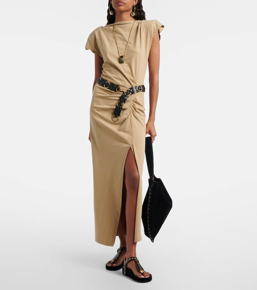 Nadela gathered cotton jersey midi dress