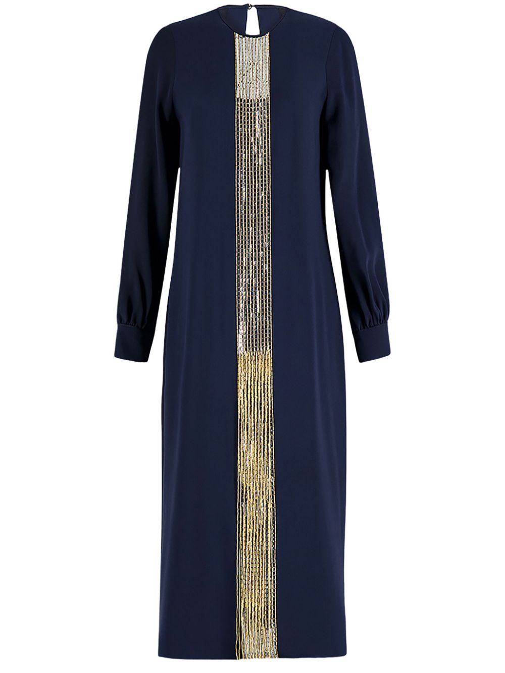 Embroidered silk midi dress - Blue