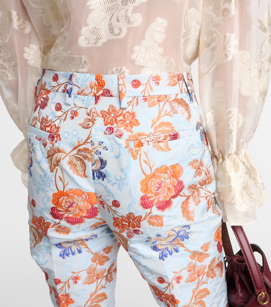 Floral jacquard pants