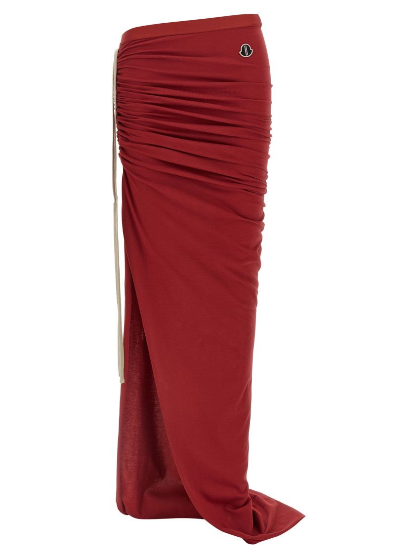 Rick Owens - moncler maxi skirt ruched drawstring slit