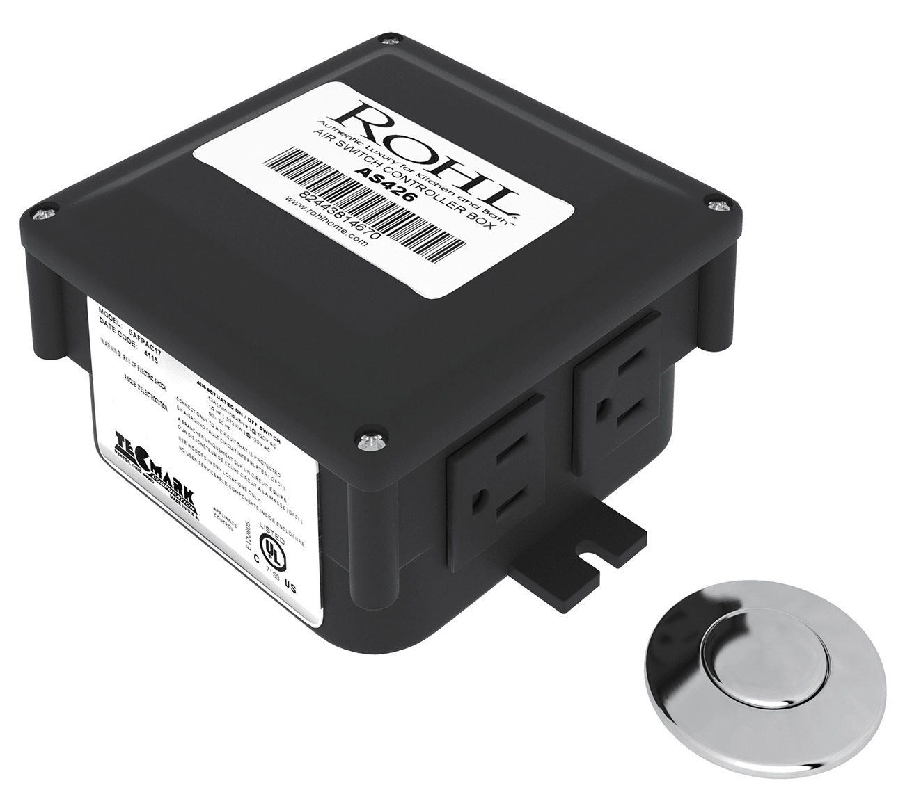 Air Activated Polished Chrome Switch Button With Control Box For Waste Disposal