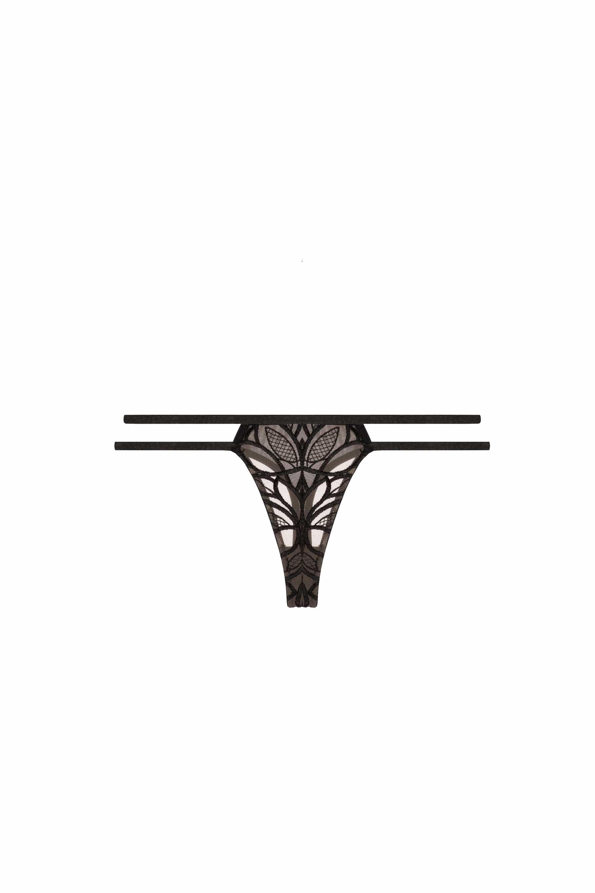 Playful Promises Lilith Black Graphic Embroidery 'thong