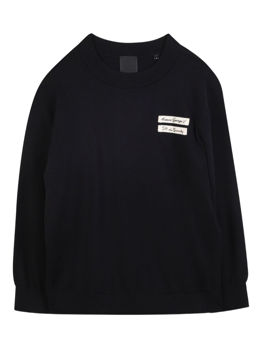 Kids' Casual Ribbed Cuff Sweater with Embroidered Logo