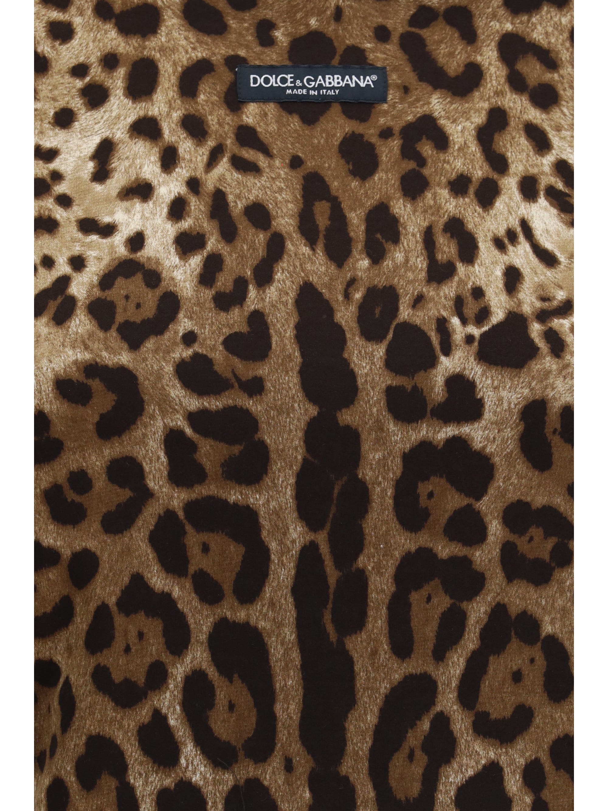 Leopard-Print Cotton T-shirt — Brown