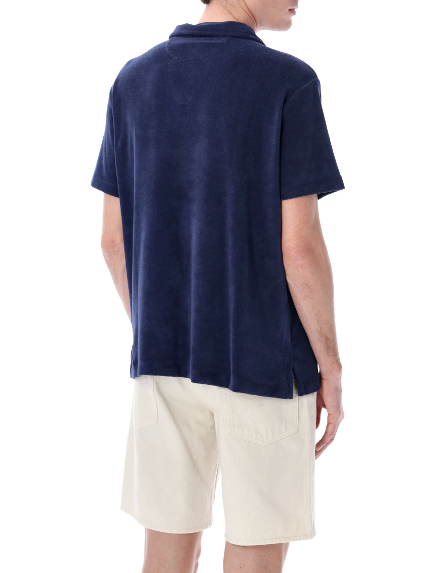 Blue Solid Shirt Collar Polo