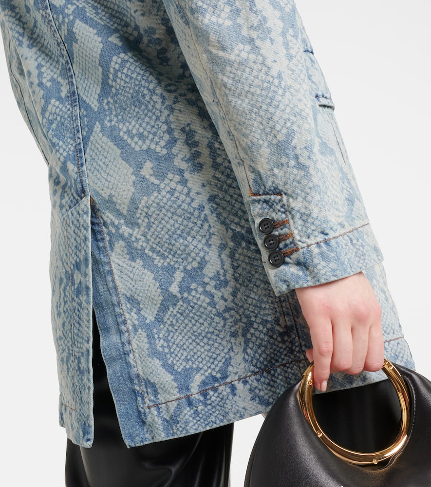 Snake-effect denim blazer