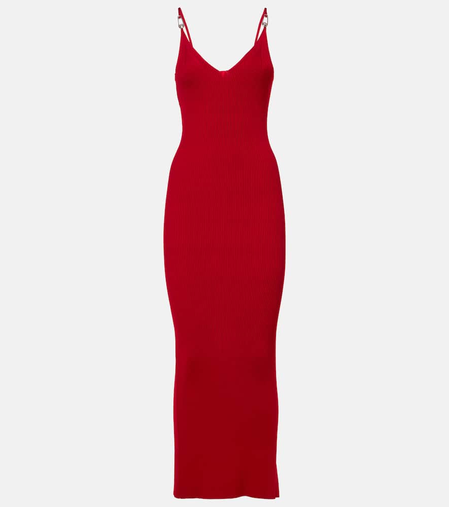 Ribbed-knit slip dress