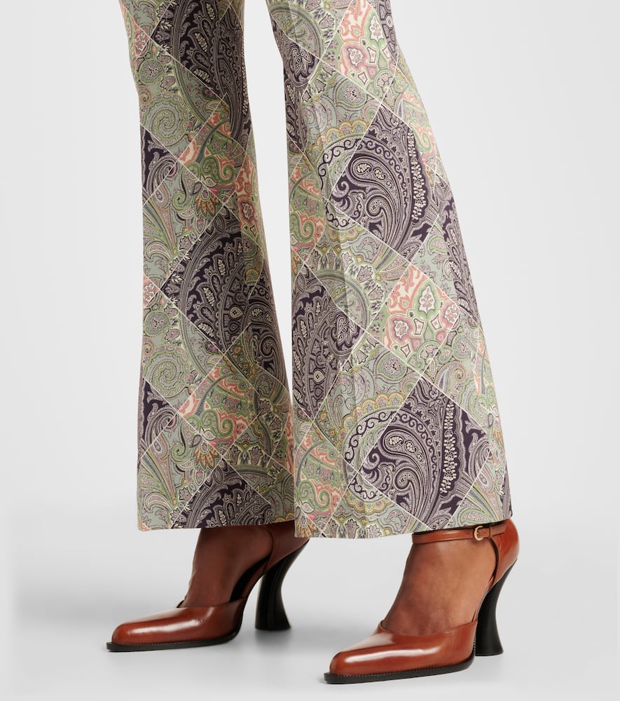 Paisley high-rise flared pants