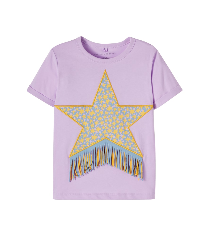 Fringed printed cotton jersey T-shirt
