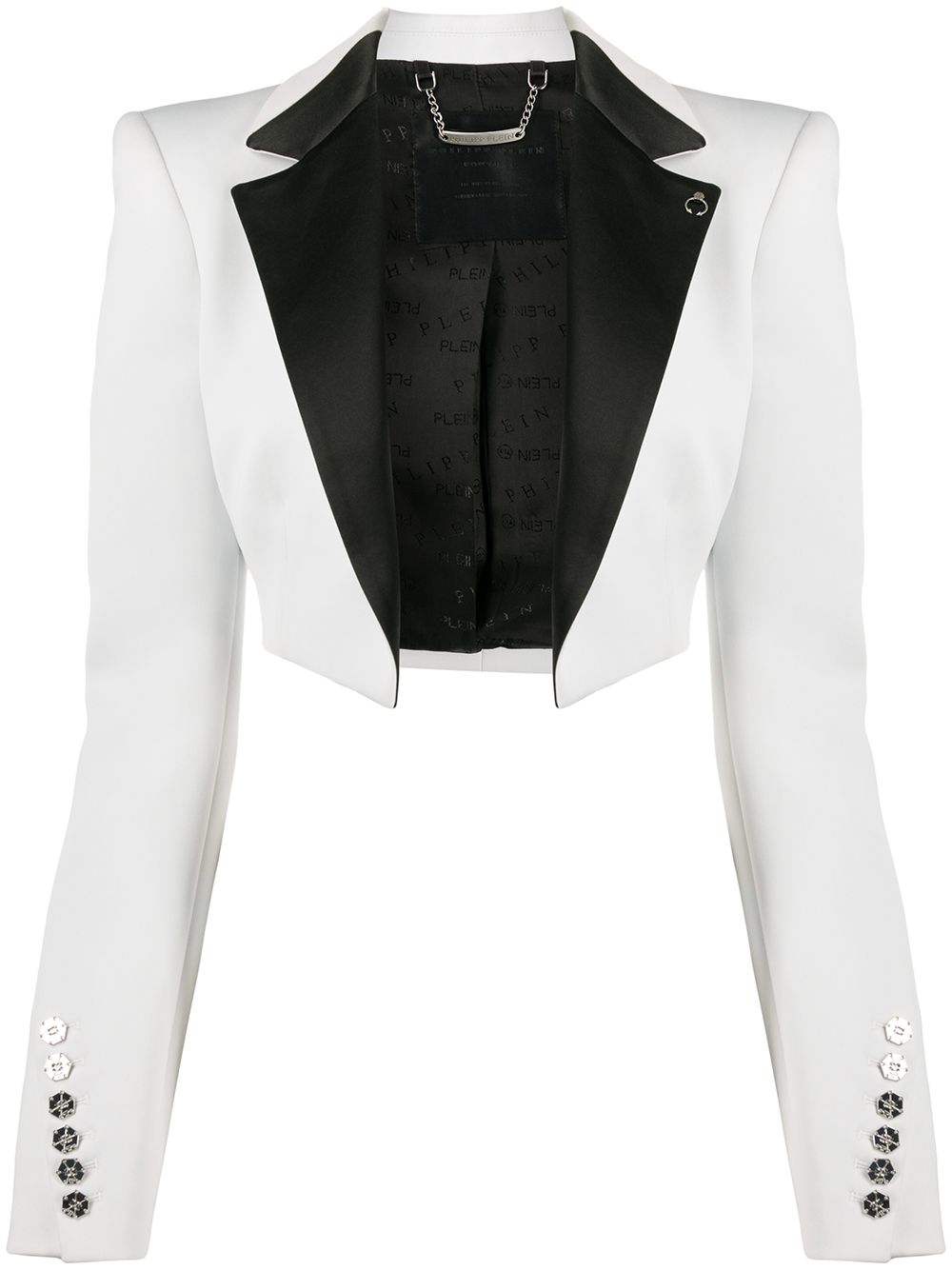 Cropped tuxedo bolero jack - White