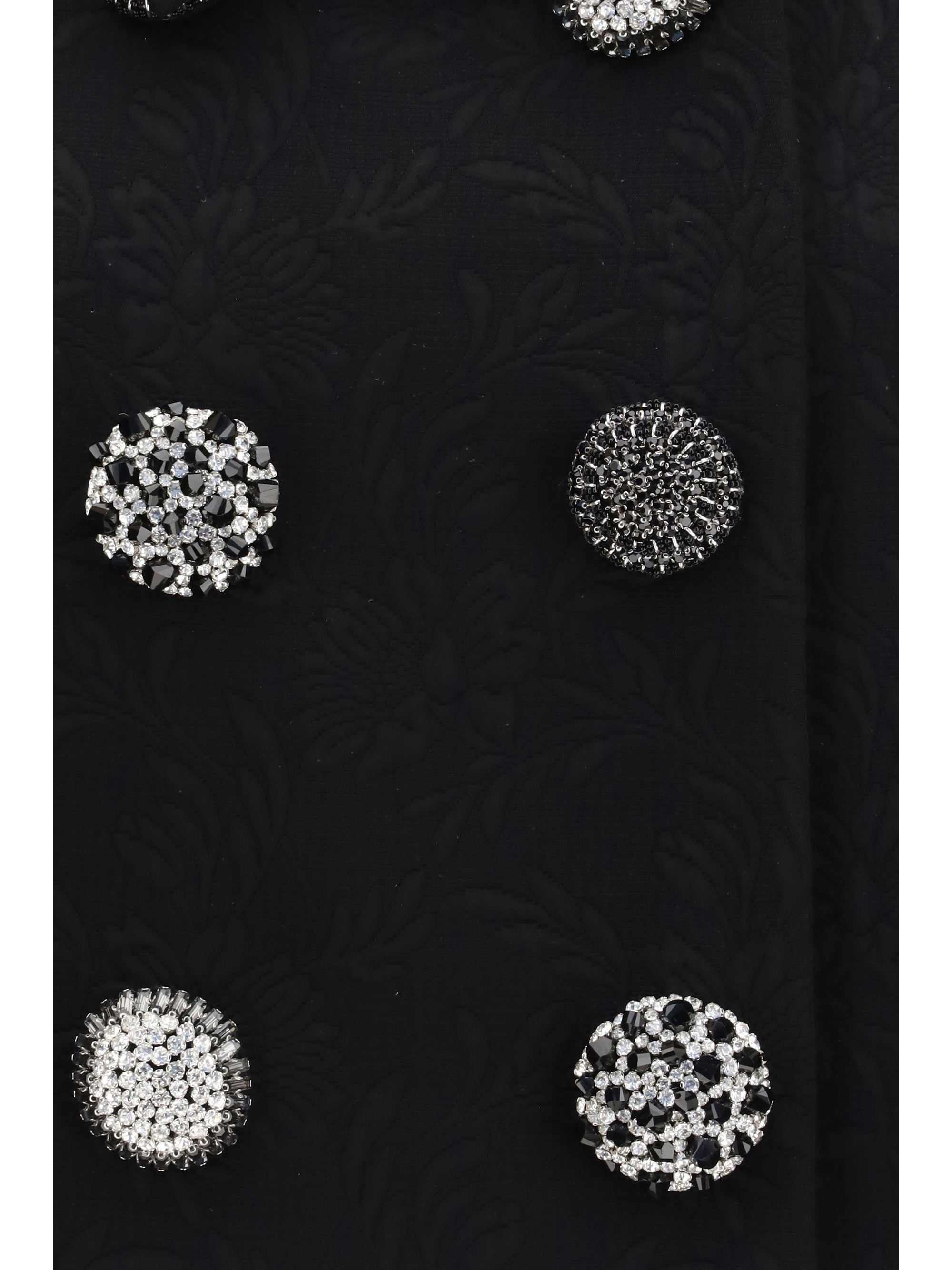Jewel-Button Canvas Blazer — Black