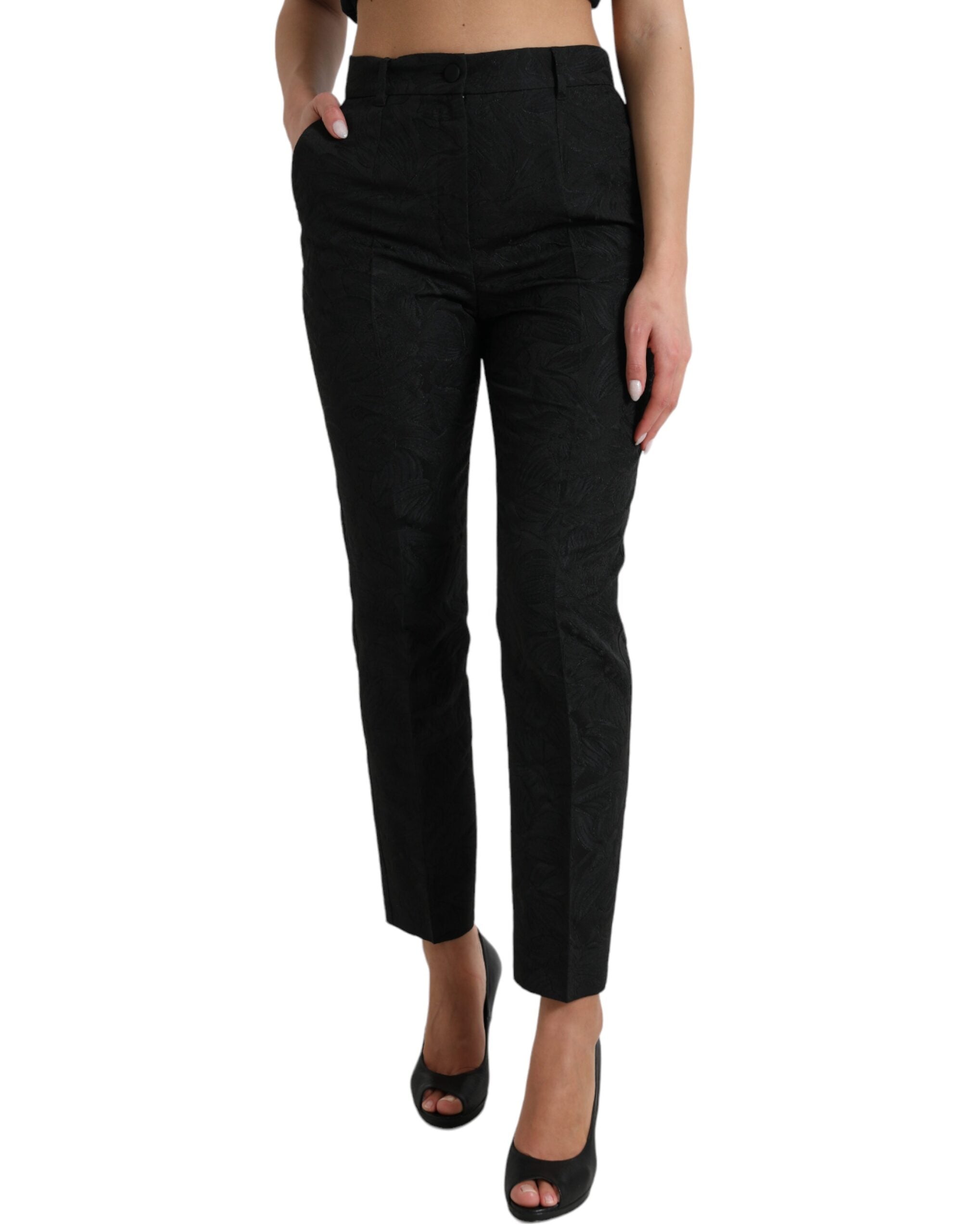 High-Waist Tapered Trousers — Black