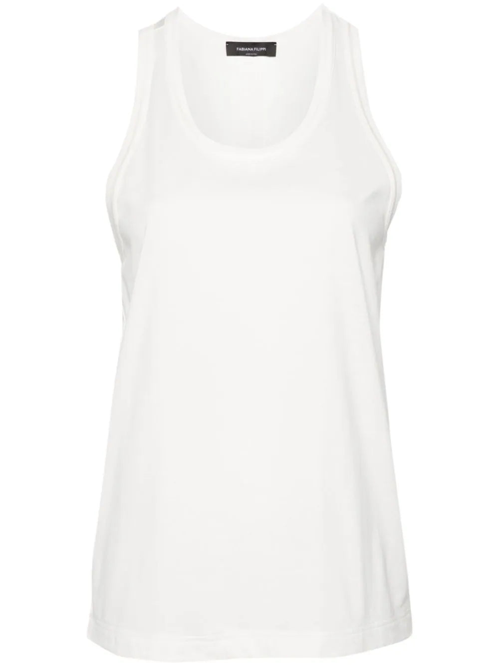 Panelled Cotton Tank Top — White